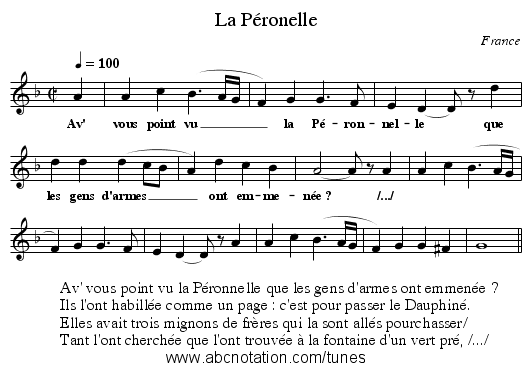 La Péronelle - staff notation