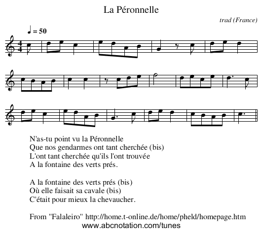 La Péronnelle - staff notation