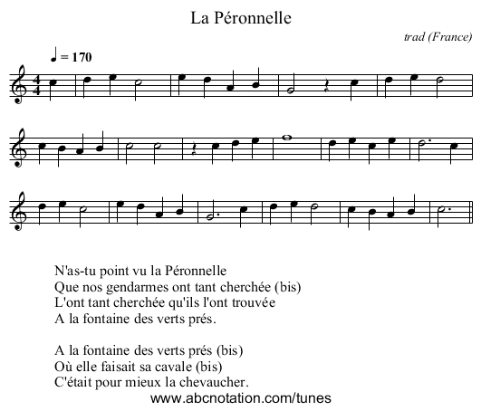 La Péronnelle - staff notation