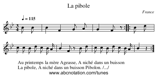 La pibole - staff notation