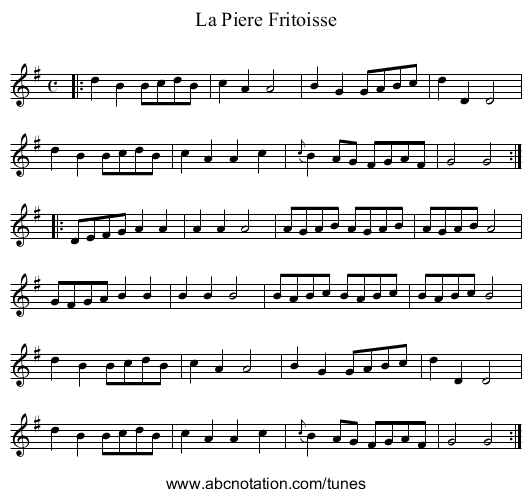 La Piere Fritoisse - staff notation