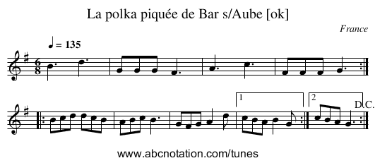 La polka piquée de Bar s/Aube [ok] - staff notation
