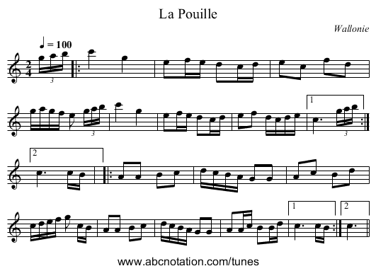 La Pouille - staff notation