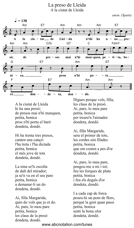 La preso de Lleida - staff notation