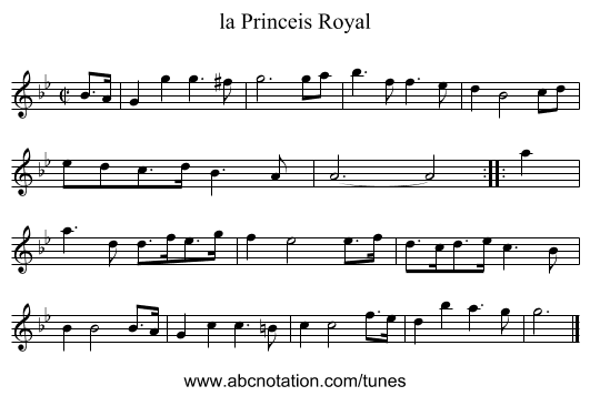la Princeis Royal - staff notation