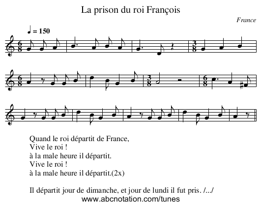 La prison du roi François - staff notation