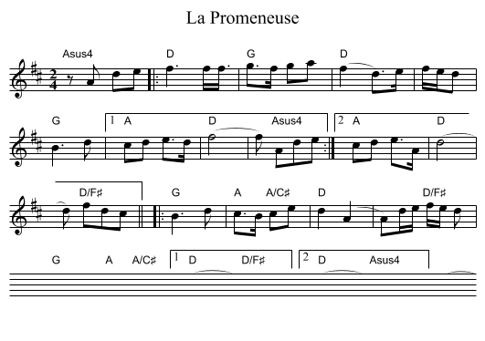 La Promeneuse - staff notation
