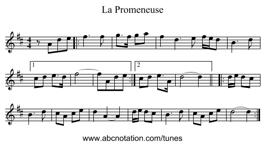 La Promeneuse - staff notation