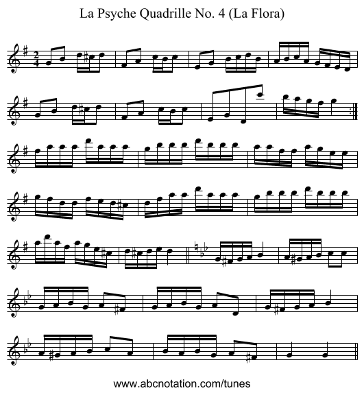 La Psyche Quadrille No. 4 (La Flora) - staff notation
