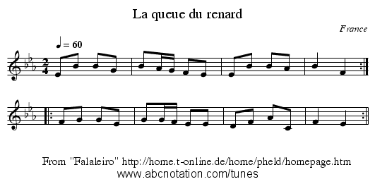 La queue du renard - staff notation