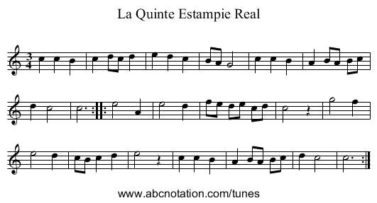 La Quinte Estampie Real - staff notation