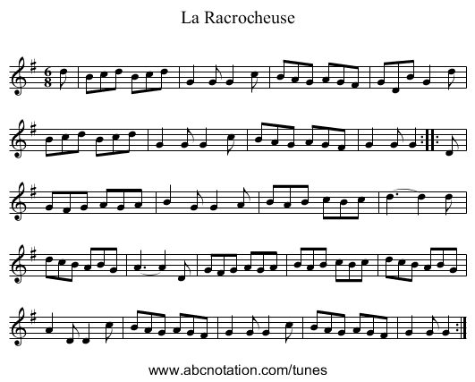 La Racrocheuse - staff notation