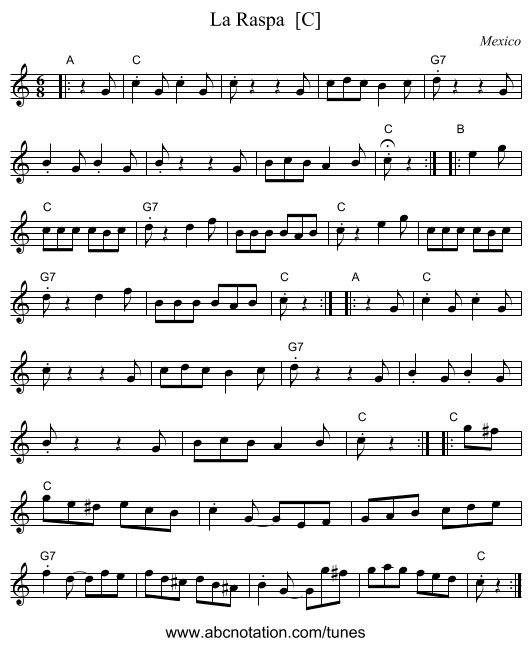 La Raspa  [C] - staff notation