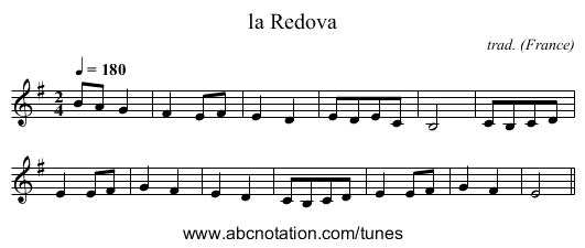 la Redova - staff notation
