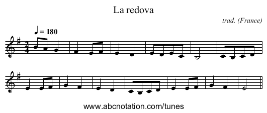La redova - staff notation