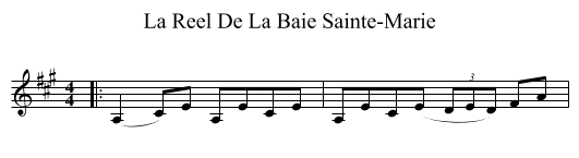 La Reel De La Baie Sainte-Marie - staff notation