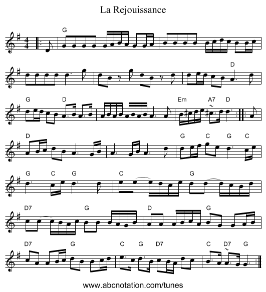 La Rejouissance - staff notation