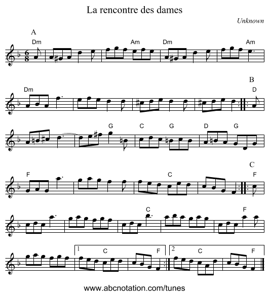 La rencontre des dames - staff notation