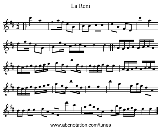 La Reni - staff notation