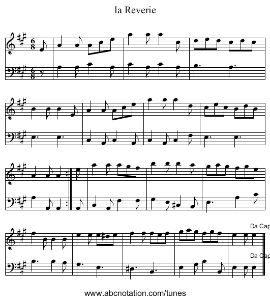 la Reverie - staff notation