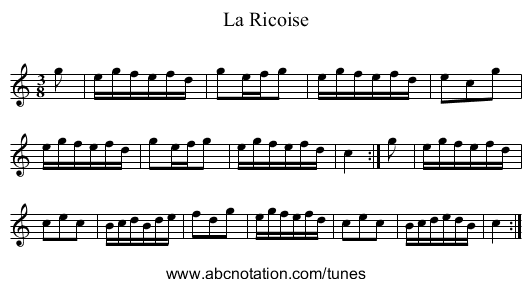 La Ricoise - staff notation