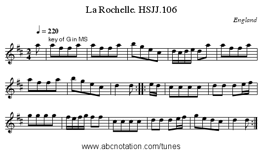 La Rochelle. HSJJ.106 - staff notation
