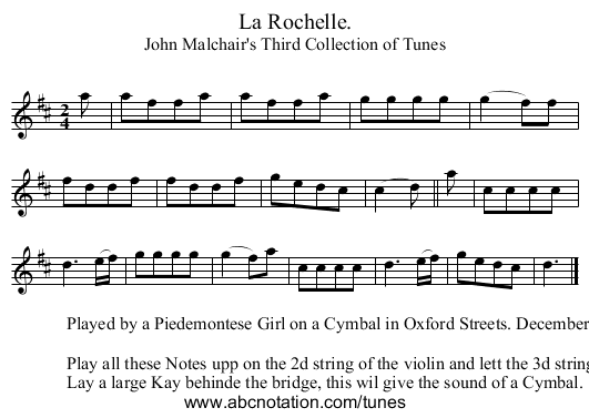 La Rochelle. - staff notation