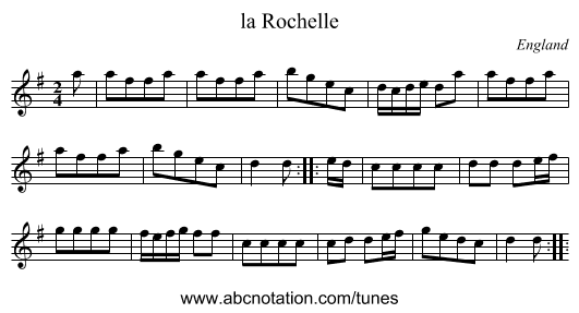 la Rochelle - staff notation