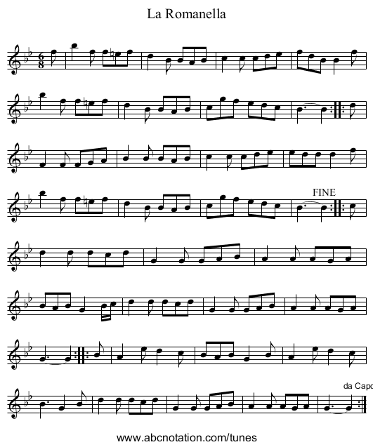 La Romanella - staff notation