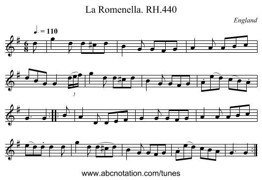 La Romenella. RH.440 - staff notation