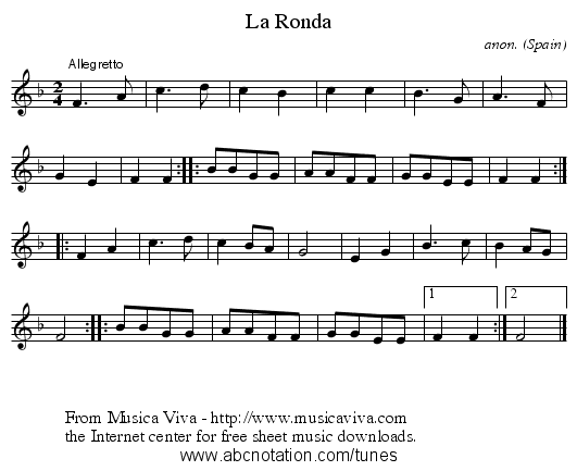 La Ronda - staff notation