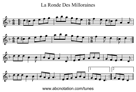 La Ronde Des Milloraines - staff notation