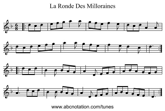 La Ronde Des Milloraines - staff notation