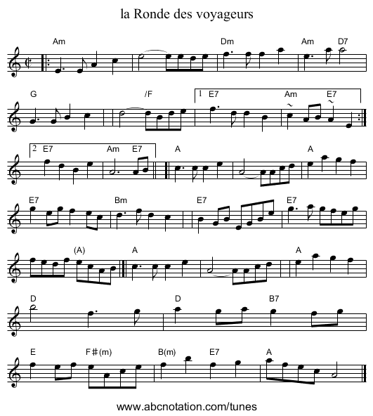 la Ronde des voyageurs - staff notation