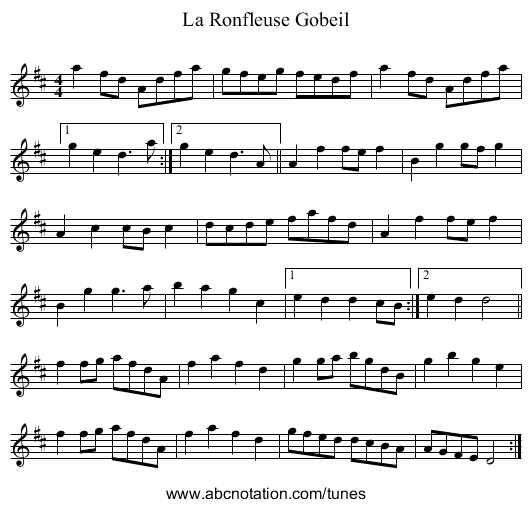 La Ronfleuse Gobeil - staff notation