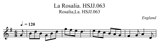 La Rosalia. HSJJ.063 - staff notation