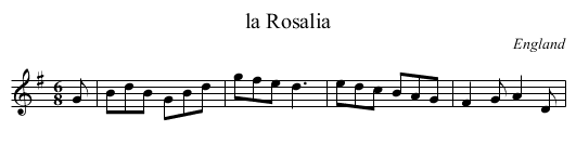 la Rosalia - staff notation
