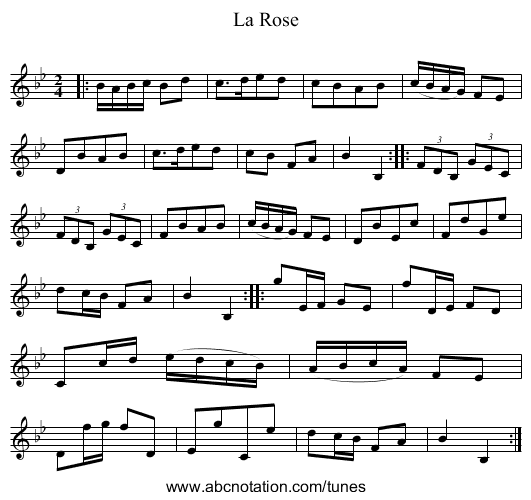 La Rose - staff notation