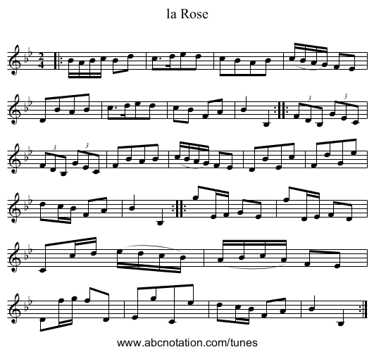 la Rose - staff notation