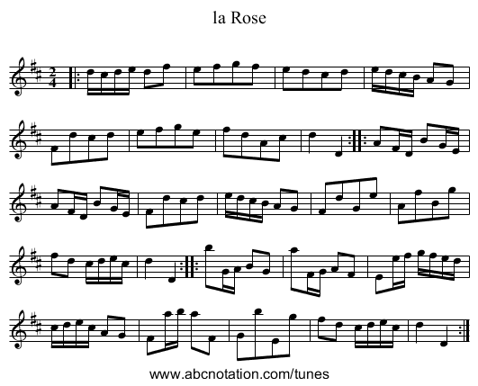 la Rose - staff notation