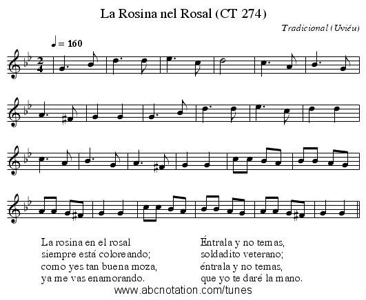 La Rosina nel Rosal (CT 274) - staff notation