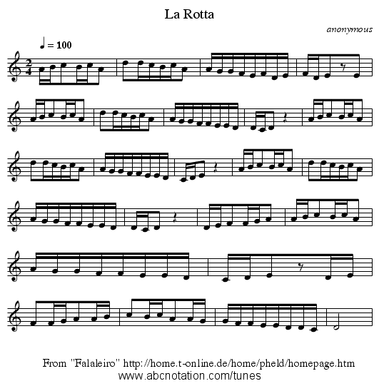 La Rotta - staff notation