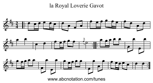 la Royal Loverie Gavot - staff notation