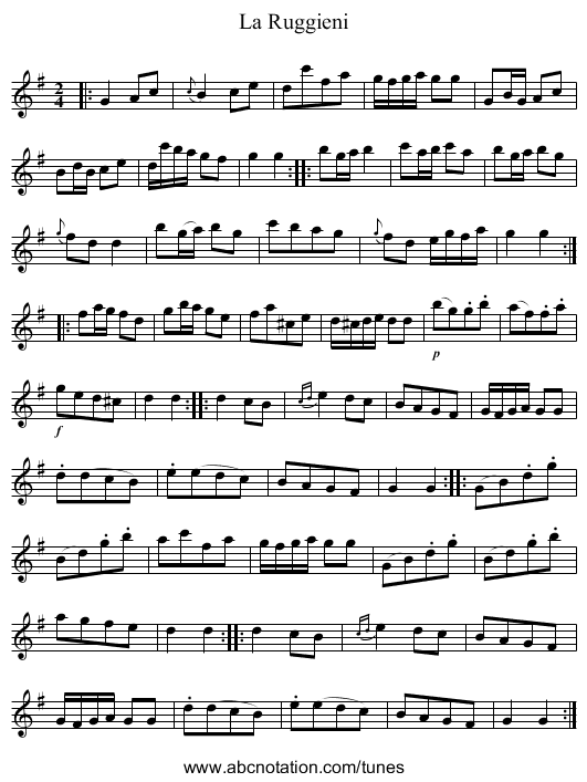 La Ruggieni - staff notation