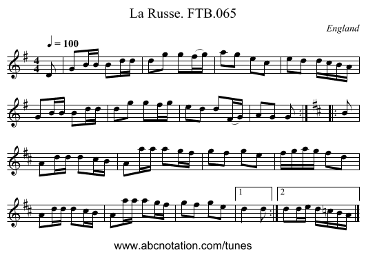 La Russe. FTB.065 - staff notation
