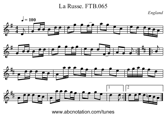 La Russe. FTB.065 - staff notation