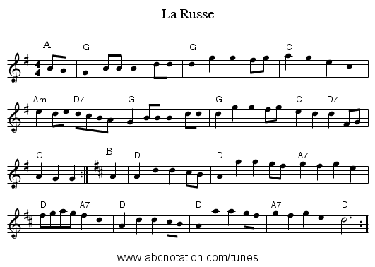 La Russe - staff notation