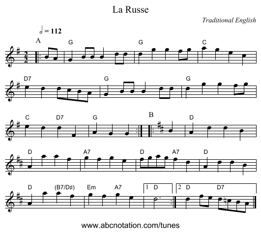 La Russe - staff notation