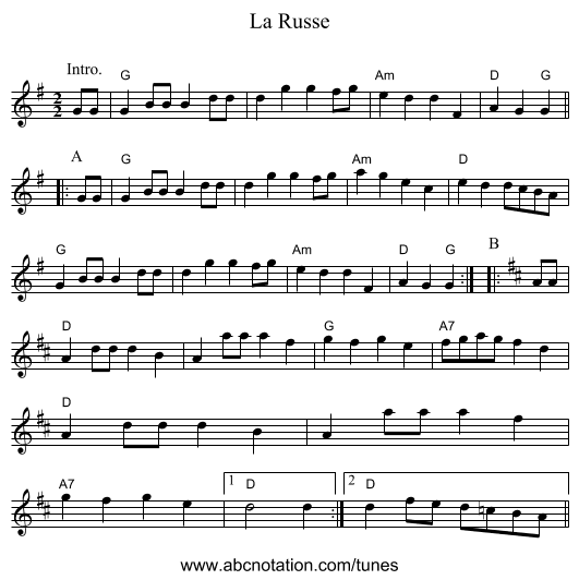 La Russe - staff notation
