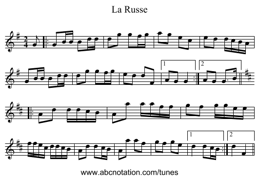 La Russe - staff notation